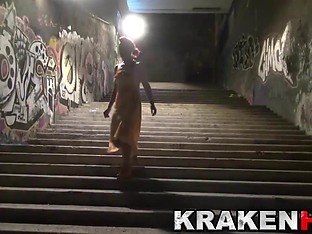 Hot redhead MILF provocating on the street